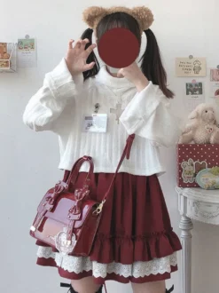 Jupes Lolita Sweet Lolita SK à volants bordeaux