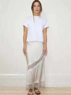 Jupes longues abricot en polyester chic pour le printemps bas pour femmes