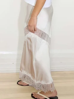 Jupes longues abricot en polyester chic pour le printemps bas pour femmes