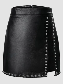 Jupes noires taille haute en similicuir mini-jupes sexy pour femmes