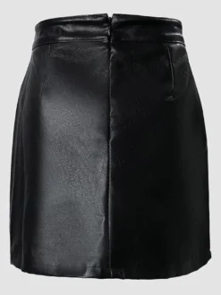Jupes noires taille haute en similicuir mini-jupes sexy pour femmes