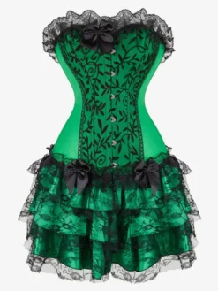 Jupes vertes à volants chics pour l'automne mini-jupes pour femmes