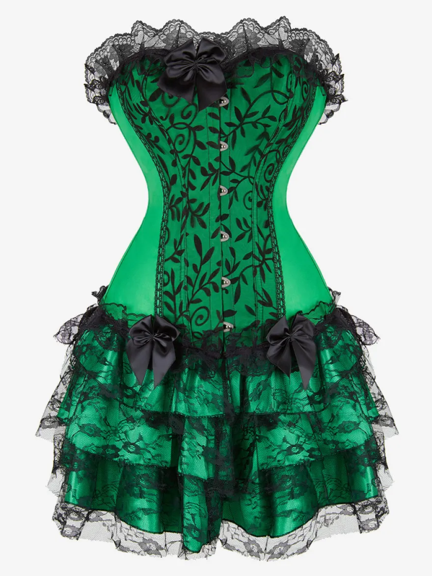 Jupes vertes à volants chics pour l'automne mini-jupes pour femmes