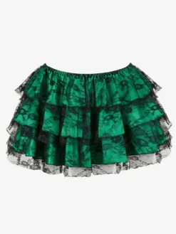Jupes vertes à volants chics pour l'automne mini-jupes pour femmes