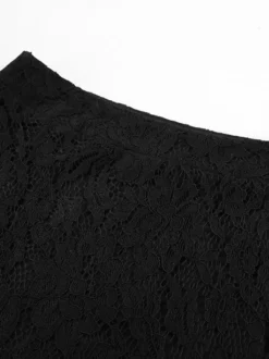 Jupe taille haute en dentelle noire transparente ajourée