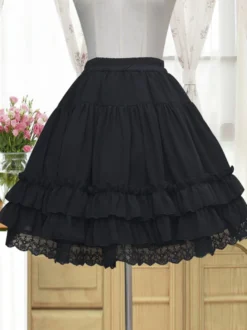 Jupon Lolita Doux Dentelle Femme Jupe Blanche Lolita Déguisements Halloween