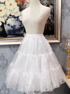 Jupons Lolita en polyester jupe Lolita blanche à plusieurs niveaux
