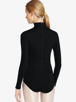 Justaucorps de danse à manches longues et col roulé pour femme
