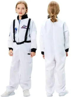 Kids Astronaute Costumes Costumes Blanc Jumpsuit Hotte 2 pièces Ensemble de polyester Fibre Enfants Costume Cosplay Ensemble complet
