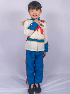 Kids Halloween Costumes 2 pièces Ensemble bleu Polyester Kids Prince Costume complet Ensemble complet