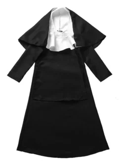 Kids Nun Costumes Costumes Noir One Piece Hood Hood Polyester Enfants Halloween Costumes Set complet