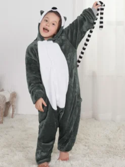 Kigurumi Carnaval Pyjama Enfant Cadeaux Noël Raton Laveur Hiver Automne En Flanelle En Flanelle Déguisements Halloween