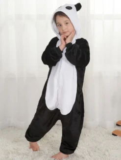 Kigurumi Carnaval Pyjama Enfant Cadeaux Noël Hiver Automne En Flanelle Pour Enfants En Flanelle Unisexe De Panda Déguisements Halloween
