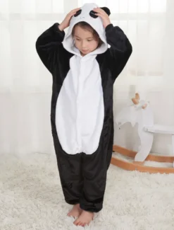 Kigurumi Carnaval Pyjama Enfant Cadeaux Noël Hiver Automne En Flanelle Pour Enfants En Flanelle Unisexe De Panda Déguisements Halloween