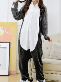 Kigurumi Carnaval Pyjamas Husky Chien 2026 en Flanelle Fermeture par Boutons Hiver Automne Vêtements de Nuit Costume Carnaval Cosplay Halloween