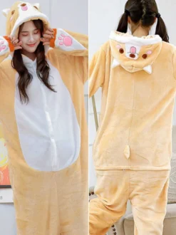 Kigurumi Pyjamas Shiba Inu Chien Grenouillère Adultes Unisexe Flanelle Hiver Vêtements De Nuit Costume Cosplay Carnaval