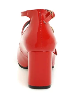 Les talons Chunky roses ronde Toe bouclée Ankle Strap pompe chaussures pour femmes