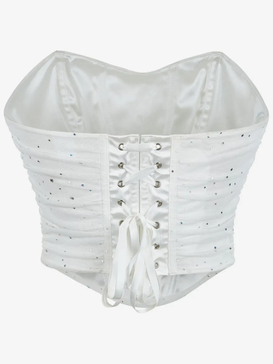 Linge de Mariée Bustier Corset Blanc Chic Street Wear Clouté Lacets Lingerie