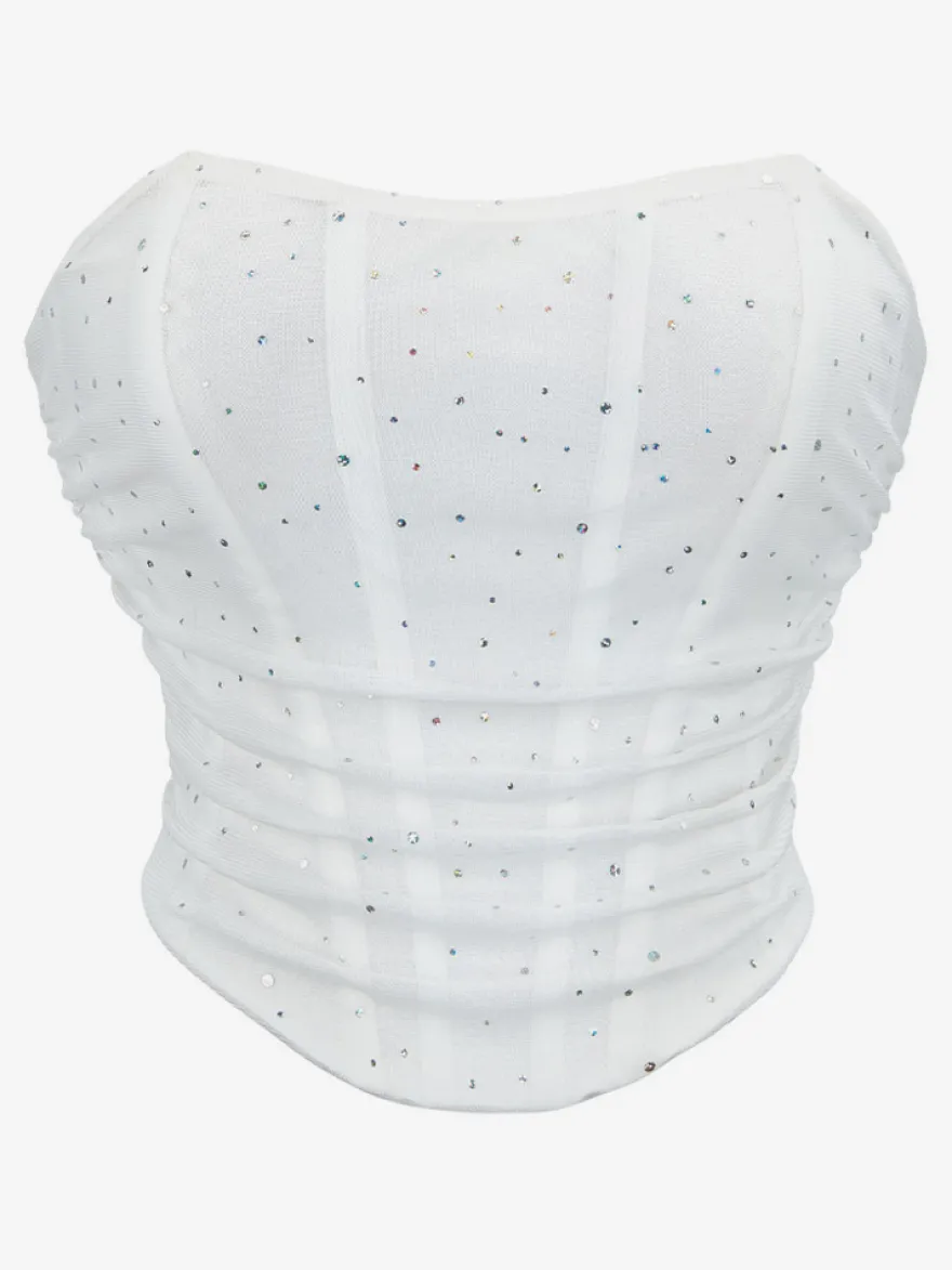 Linge de Mariée Bustier Corset Blanc Chic Street Wear Clouté Lacets Lingerie