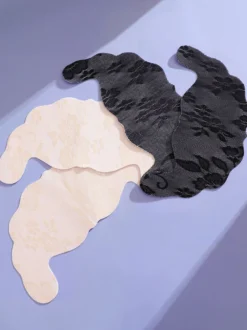 Linge de Mariée Cache-tétons adhésifs ultra-fins en dentelle florale réutilisables pour femmes