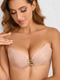 Linge de Mariée Cache-tétons push-up pour femmes auto-adhésifs avec cordon de serrage lingerie