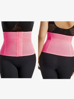 Linge de Mariée Ceinture amincissante post-partum pour le sport gainante et ventre plat avec dos ajouré et corset gainant marron boutonnée sur le devant.
