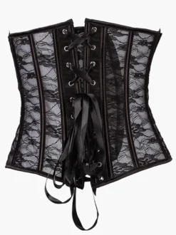 Linge de Mariée Corset en jacquard blanc avec dentelle et lacets