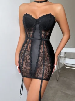 Linge de Mariée Corsets Blanc Chic Sheer Lace Indoor Lace Lingerie