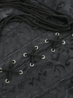 Linge de Mariée Corset sein nu noir en jacquard avec lacets de dentelle