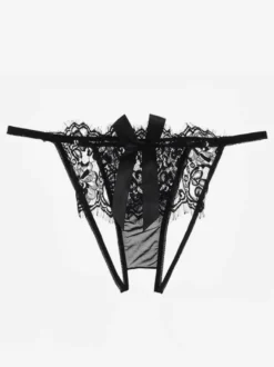 Linge de Mariée Lingerie Fendue Culotte Sexy Femme Blanc Nœud 1 Pièce Dentelle Sous-Vêtements Lingerie