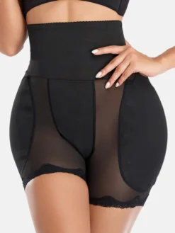 Linge de Mariée Lingerie gainante taille haute noire effet ventre plat.