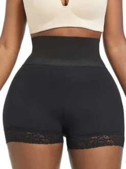 Linge de Mariée Lingerie sculptante noire grande taille shorty gainant push-up pour fesses ventre plat hanches rembourrées silhouette galbée