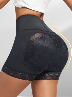 Linge de Mariée Lingerie sculptante noire grande taille shorty gainant push-up pour fesses ventre plat hanches rembourrées silhouette galbée