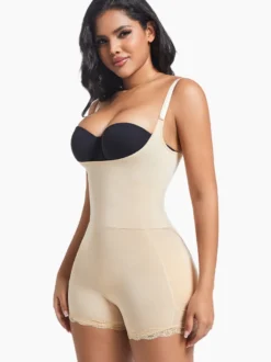 Linge de Mariée Lingerie sculptante couleur chair sans manches bretelles gaine intégrale grande taille contrôle du ventre soutien de la poitrine effet push-up ceinture amincissante
