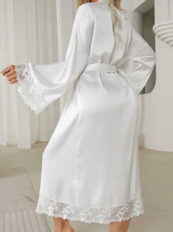 Linge de Mariée Peignoir en soie et dentelle lingerie surdimensionnée robe de nuit