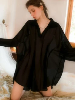 Linge de Mariée Robes en mousseline de soie lingerie surdimensionnée