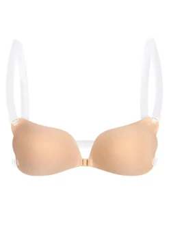 Linge de Mariée Soutiens-gorge de lingerie femme couleur chair sous-vêtements fermeture avant soutien-gorge sans bretelles convertible invisible couleur chair
