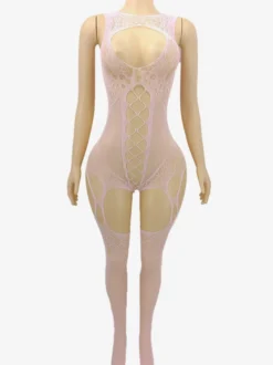 Lingerie bas collants noirs et rouges ajourés