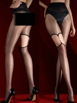 Lingerie collants bas sexy collants noirs en polyester avec chaînes