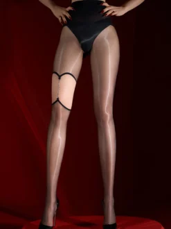 Lingerie collants bas sexy collants noirs en polyester avec chaînes