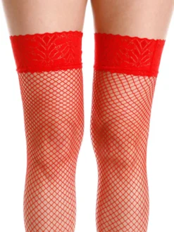 Lingerie de mariée Bas résille Filets Nylon Rouge Cuissardes Lingerie de mariage