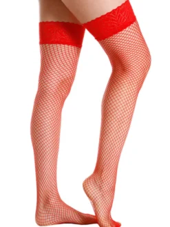 Lingerie de mariée Bas résille Filets Nylon Rouge Cuissardes Lingerie de mariage
