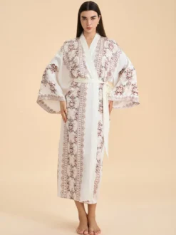 Lingerie de mariée pyjamas robes de chambre nuisettes imprimées abricot à lacets nuisettes d'intérieur