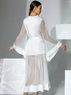 Lingerie de mariée pyjamas vêtements de nuit robes de chambre nuisettes blanches plissées d'intérieur nuisettes