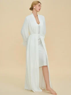 Lingerie de mariée pyjamas vêtements de nuit robes nuisettes en plumes blanches