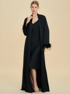 Lingerie de mariée pyjamas vêtements de nuit robes nuisettes en plumes blanches
