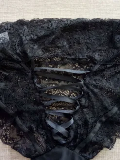 Lingerie Fendue Culotte sexy noire à lacets pour femmes sous-vêtements taille haute