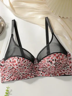 Lingerie grande taille bustiers couvrants imprimé léopard polyester sans coutures à armatures