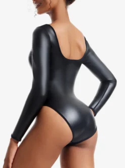 Lingerie Sculptante Body Gainant Noir à Manches Longues
