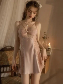 Lingerie Sexy Nuisettes Rose Volants Sheer Polyester Sexy